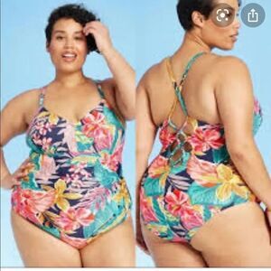 Kona Sol Tropical Print Swimsuit NEW